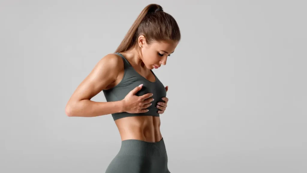 Fitness girl with six ab packs