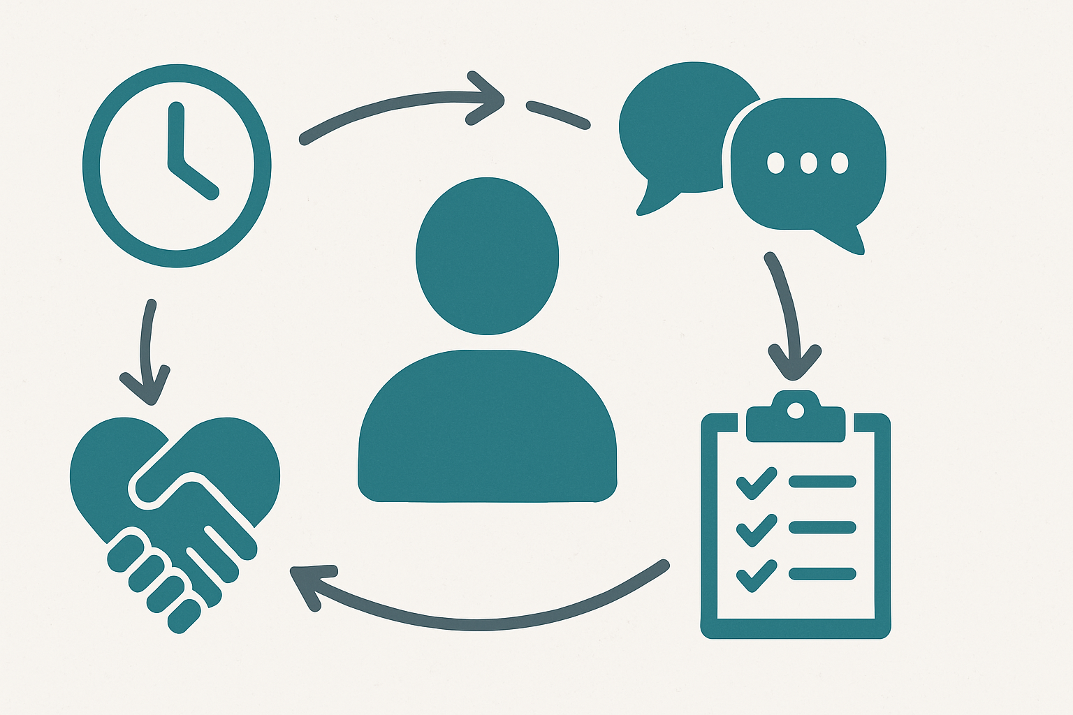 Infographic showing key performance metrics for a live in home health care aide, including timeliness, empathy, communication, and health tracking