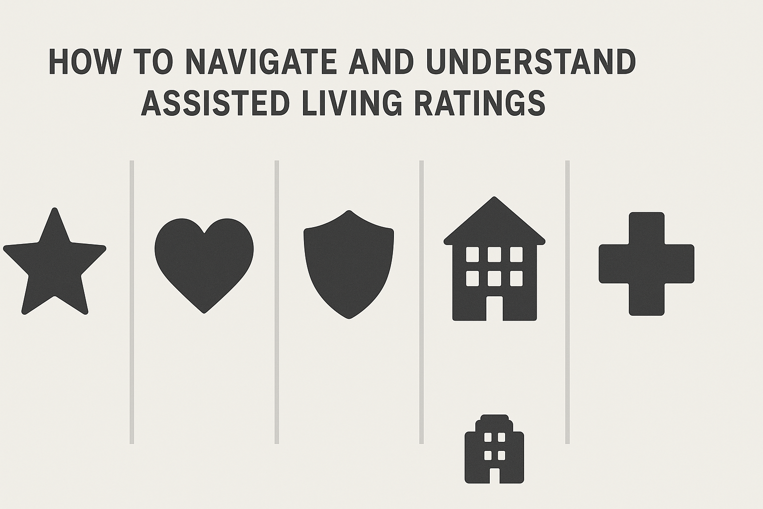 Infographic diagram showing icons for staff quality, resident satisfaction, safety, amenities, and medical readiness at top rated assisted living facilities near me.

