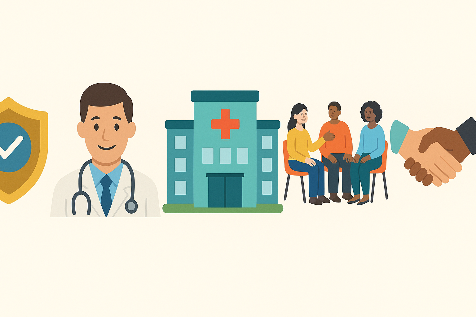 Infographic showing key factors to consider when choosing a treatment center nearby, including accreditation, medical staff, facility, therapy, and aftercare support.