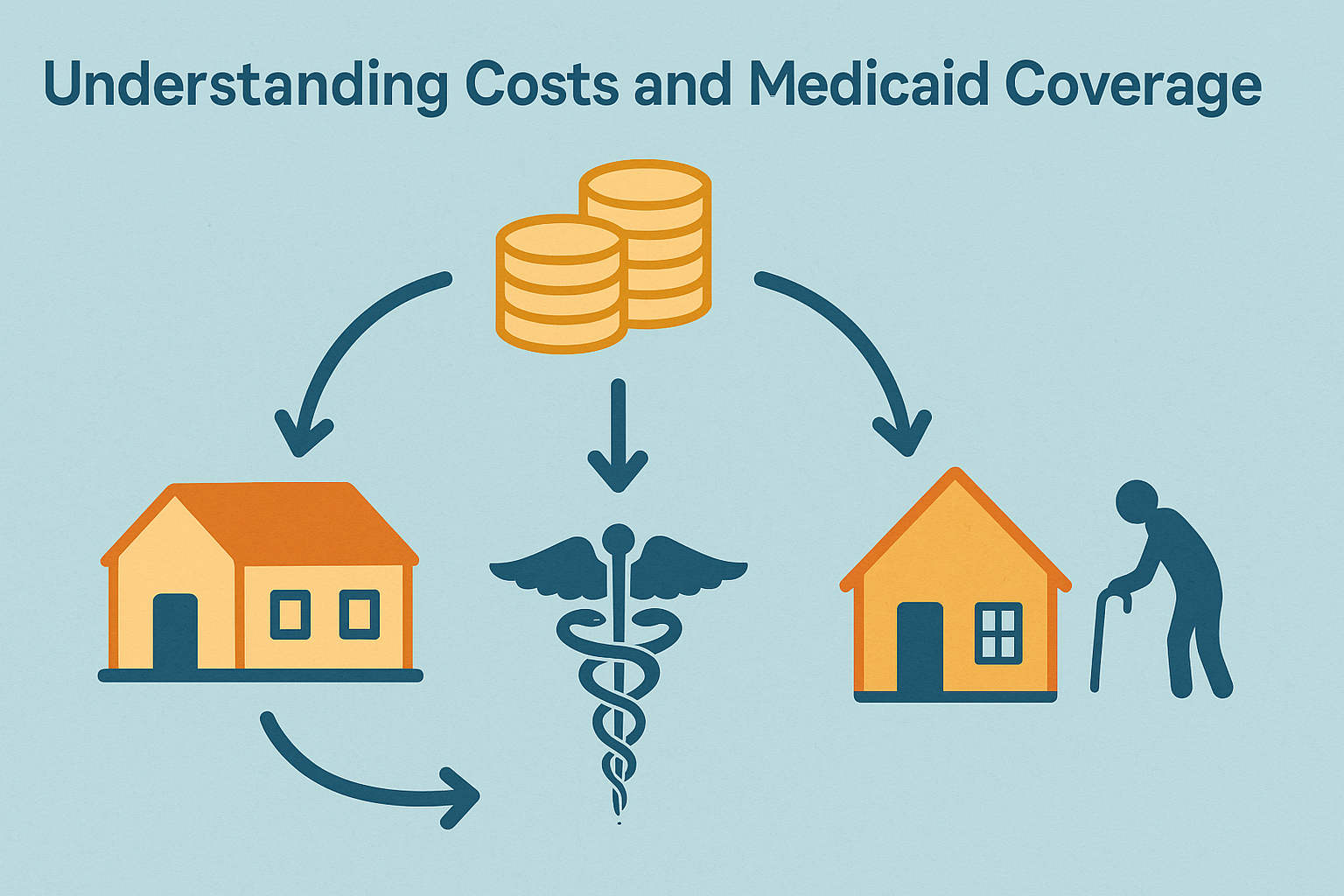 Infographic showing cost options for senior care including skilled nursing homes near me, assisted living facilities, and Medicaid-supported care.