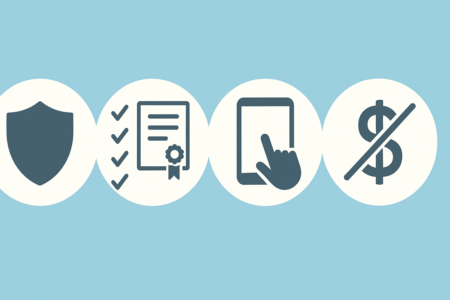 Checklist-style infographic showing privacy, therapist credentials, device accessibility, and free services to explain how to get free therapy.