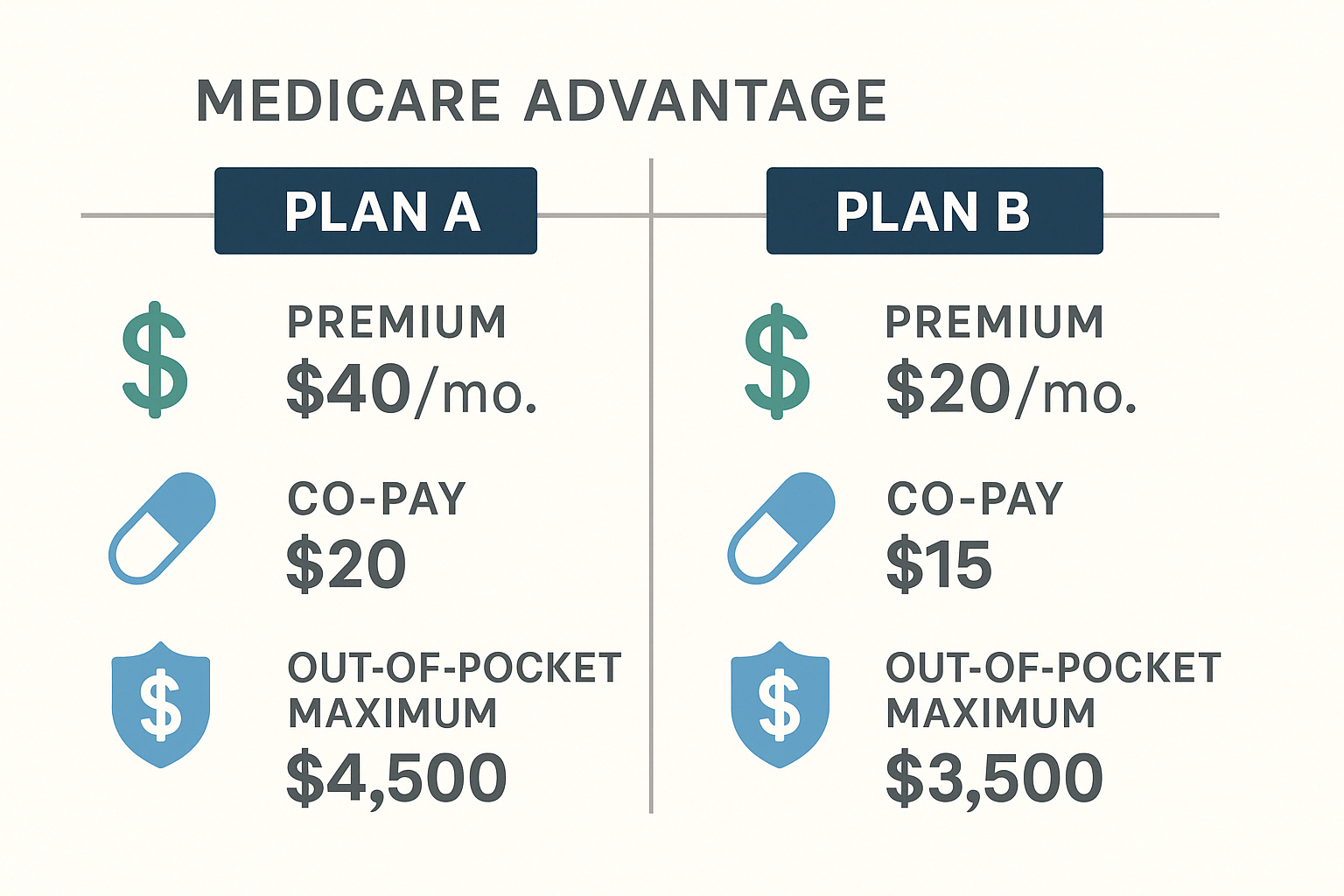 Side-by-side comparison of premiums, co-pays, and out-of-pocket limits to evaluate the best Medicare Advantage plan of 2025.